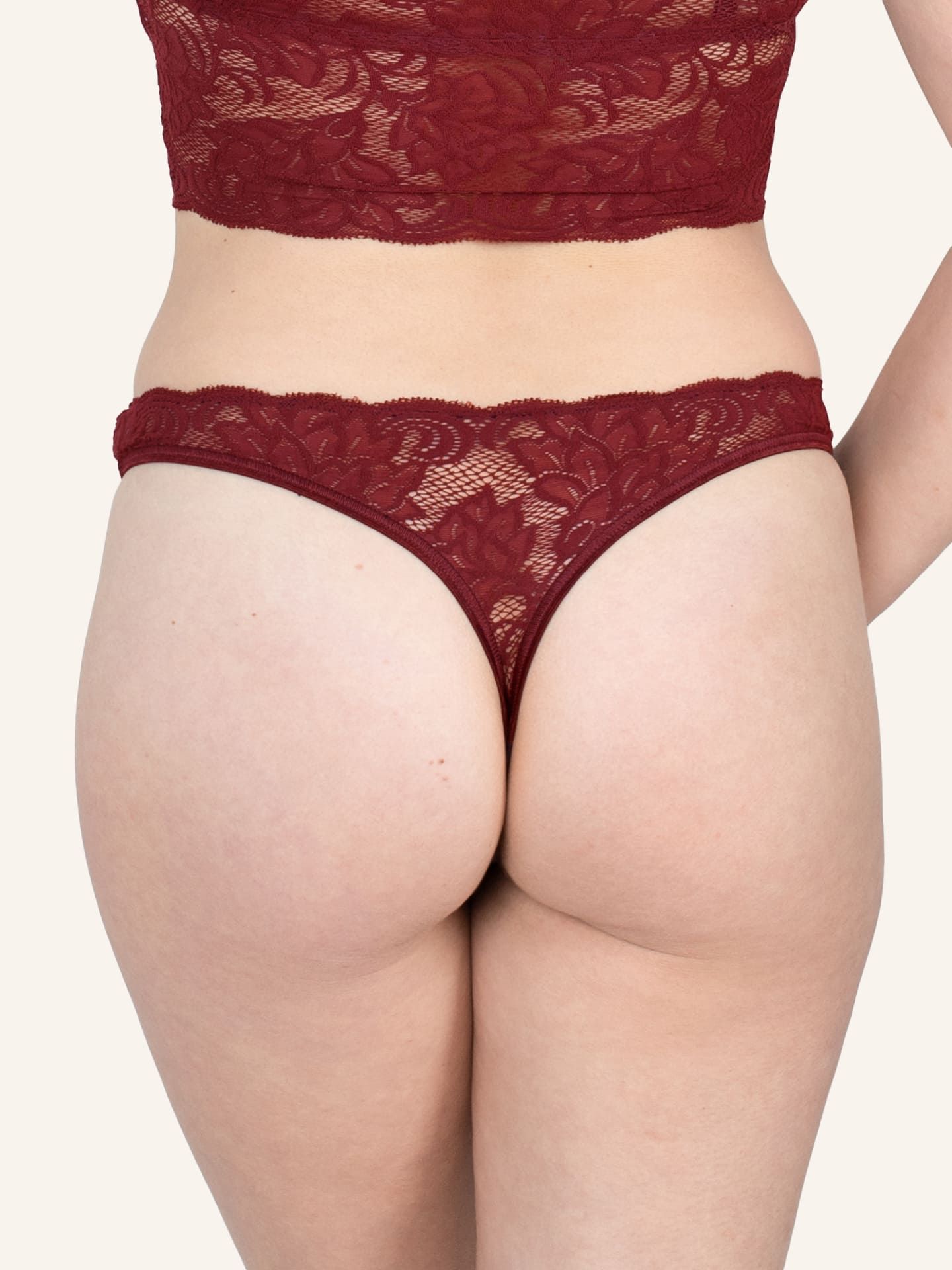 Emilia thong lace wine red 46